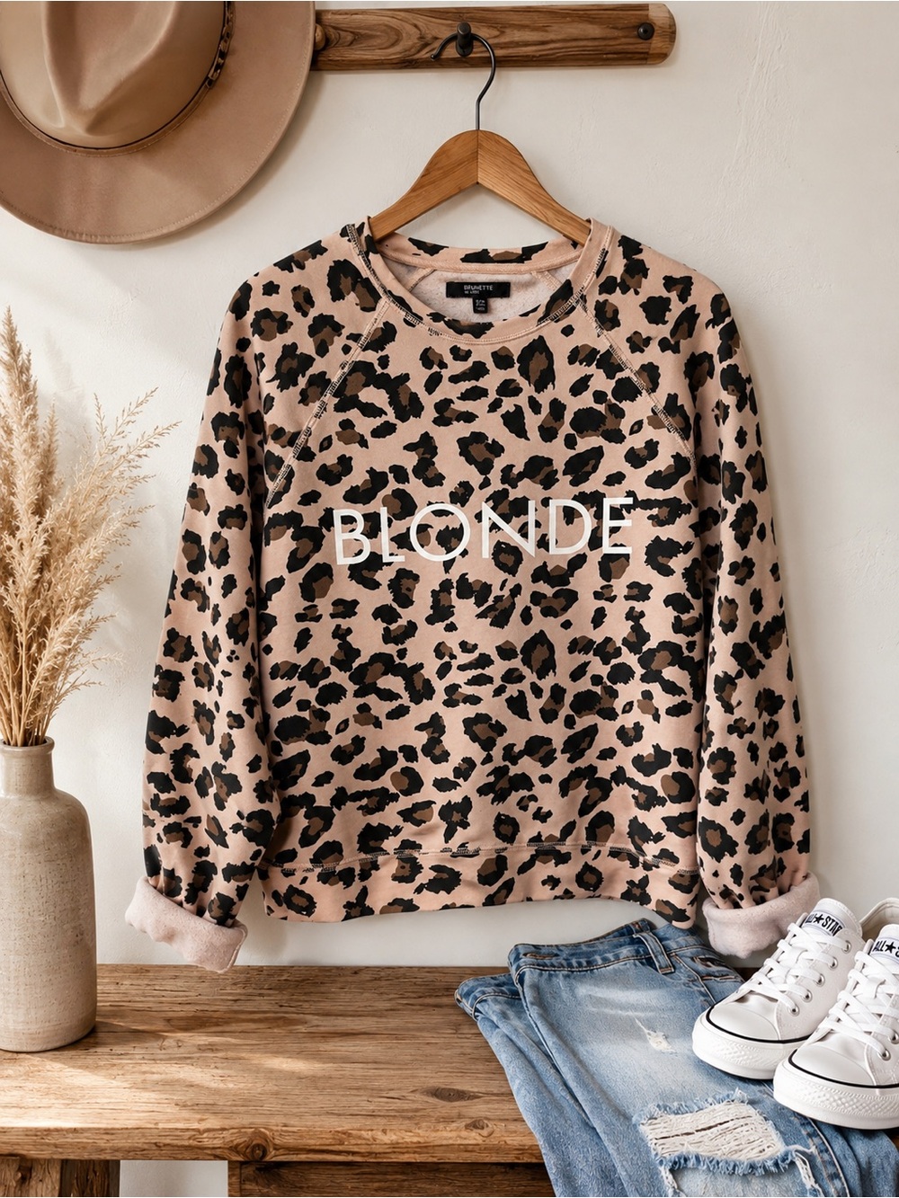 Brunette The Label BLONDE Leopard Print Sweatshirt S/M